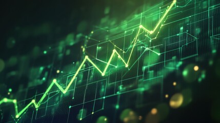 Green arrow soaring on a digital chart, illustrating business growth and financial improvement.