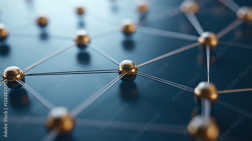Fototapete connecting nodes digital network 3d rendering abstract environment close-up view technology concept