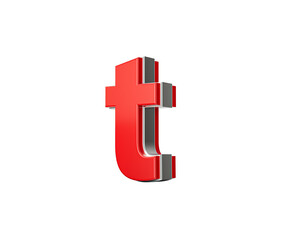 Vibrant Red Small Letter t Gleams With Its Sleek Metallic Design With Sharp Edges 3D Illustration