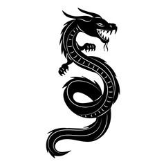chinese dragon silhouette on white background vector