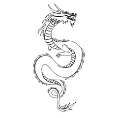chinese dragon sketch, outline vector