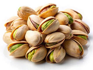 Crispy, roasted pistachios: a vibrant green, crunchy snack. High-resolution close-up showcasing healthy, flavorful nuts.
