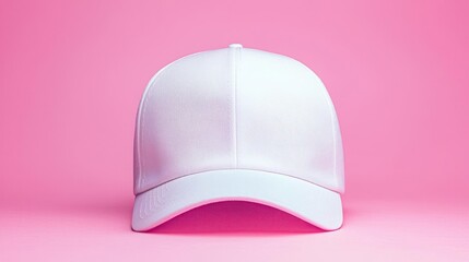 Fototapeta premium White Textured Cap on Pink Background
