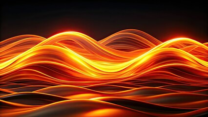 Abstract Glowing Orange Waves Silhouette