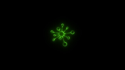 Neon glowing molecule model or structure background. Abstract molecular structure.