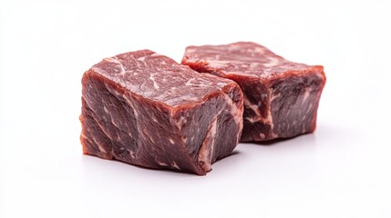 Fototapeta premium Fresh raw marbled beef cuts for culinary preparation on white background