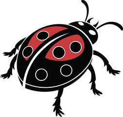 Stylish ladybug vector art, ladybug silhouette vector illustration with transparent background