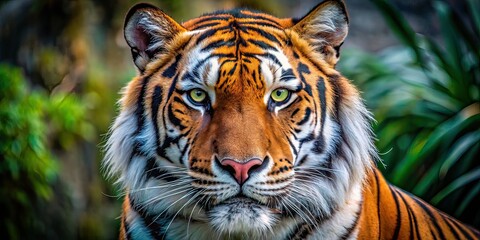 Fototapeta premium AI Tiger Portrait Panoramic View, Wildlife Photography, Majestic Animal