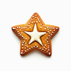 Star shaped gingerbread isolated on white background.