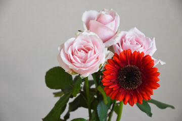 薔薇とガーベラ
