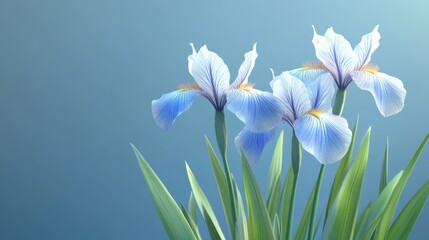Fototapeta premium Realistic iris flower, material glass and botanicals 3d rendering isolated