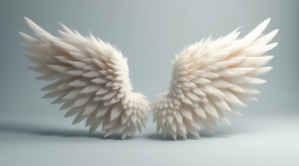 Fototapeta premium 3D Rendered Angel Wings with Soft Feathers