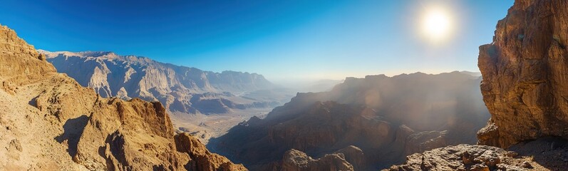 Mountain landscape banner in wide-angle lens, Beautiful breath-taking natural scenery. Perfect concept image for outdoor sports, hiking travel, environment protection.