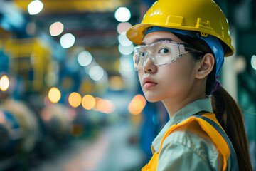 Construction worker in uniform and safety equipment have job on building generative AI