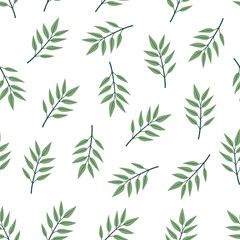 Fototapeta premium Simple green vector pattern with leaves illustration