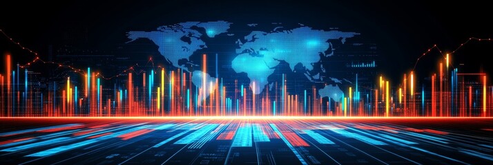 Global Stock Market Trends, Financial Data Visualization With Candlestick Charts And World Map