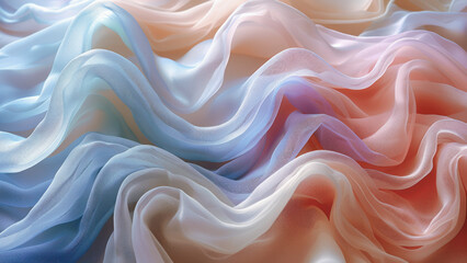 Obraz premium Close up of fabric with soft pastel colors, including blue, pink, and white, Soft and pastel tones intertwining