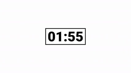 animation of two minutes countdown on transparent background with alpha channel, 2 minutes timer countdown animation, 2 minutes countdown