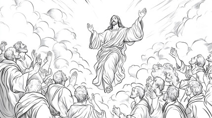 Coloring book for children, Jesus ascending to heaven