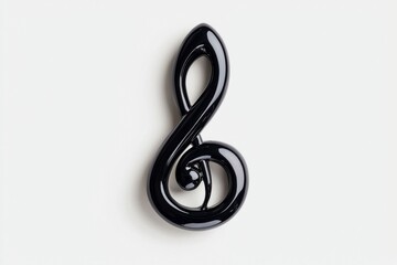 Fototapeta premium A sleek black treble clef on white, used for musical content & minimalist design