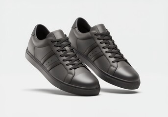 Stylish Black Leather Sneakers Mens Casual Shoes