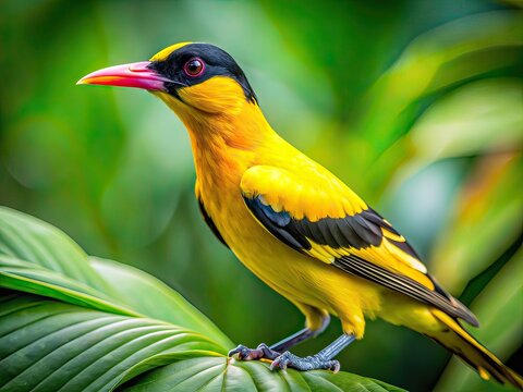 Black-naped Oriole Closeup Drone Shot Nature