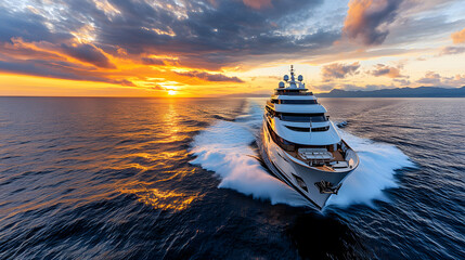 A large white boat is sailing in the ocean