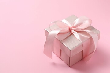 Beautiful gift box on pink background