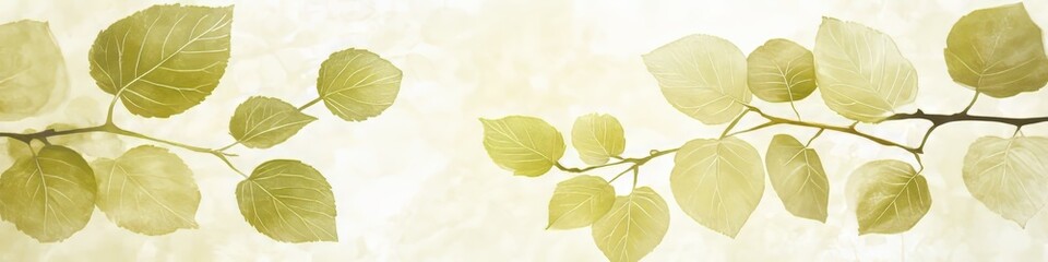 Obraz premium Minimalist Floral Design with Delicate Yellow Leaves on a Soft Gradient Watercolor Wash