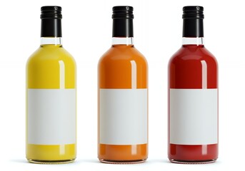 Three Colorful Juice Bottles Mockup Product Design