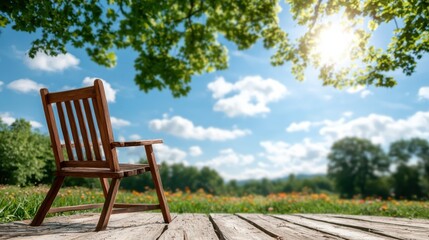 Obraz premium Vibrant meadow filled with a lush array of colorful wildflowers and blooming plants under a sunny blue sky with wispy clouds Serene and peaceful natural landscape in a scenic