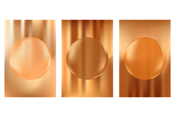 Abstract chocolate brown gradient poster set with strips texture, glowing neon lights, shadows gradation background. Aesthetic coffee color wallpaper with copy space. Vintage shiny decorated texture