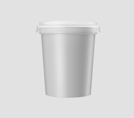 Yogurt jar with a sealed lid, ideal for packaging dairy products and desserts. 3d illustration