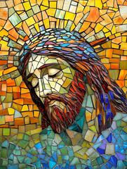 Mosaico di Ges&ugrave; Cristo. Vetro. Pasqua e Resurrezione.