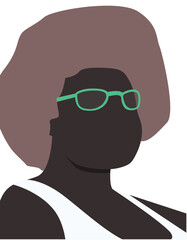 Vector Portrait Illustration of a Young Black Woman with Green Glasses