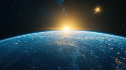 A stunning view of earth from outer space showing continents and oceans in vibrant detail