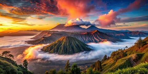 Fototapeta premium Bromo Volcano Sunrise Java Indonesia - Breathtaking Landscape Photography