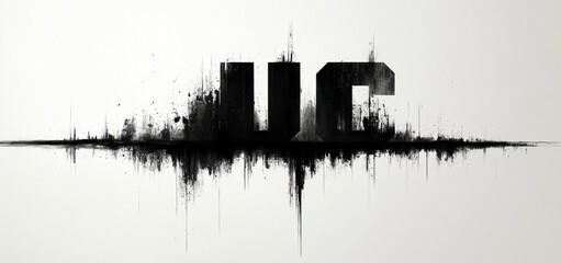 Obraz premium Abstract UC Logo Design: Black Ink Splatter Artwork