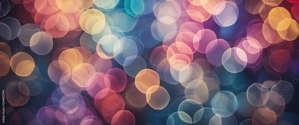 Poster abstract bokeh background with colorful circular lights in various shades and soft focus ideal for c