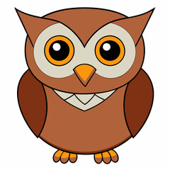 owl, bird, animal, cartoon, vector, illustration, cute, nature, drawing, character, brown, icon, design, art, feather, eyes, wise, wing, wild, fun, beak, funny, wildlife, symbol, pet
