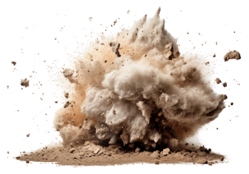 PNG Explosion dust white background destruction.