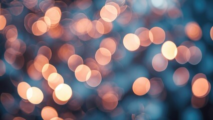 Fototapeta premium Abstract bokeh background with soft circular lights in warm orange and cool blue tones suitable for graphic design projects Copy Space