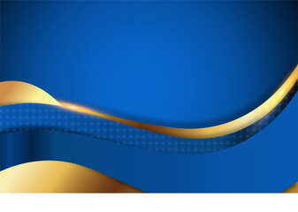 Luxury Blue Graded Background With Gold Shades Forming Waves