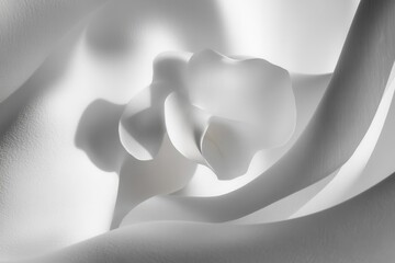 minimalist white orchid macro photography with abstract geometric shadows, clean contemporary...