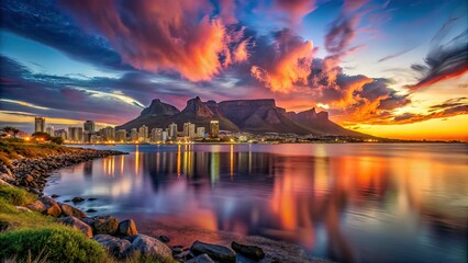 Cape Town Skyline Panorama at Twilight, Milnerton Long Exposure