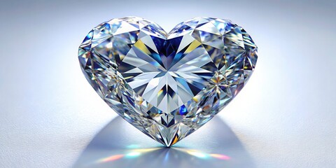 Fototapeta premium Sparkling heart-cut diamond, brilliantly showcased in high-resolution detail, a luxury gemstone close-up.