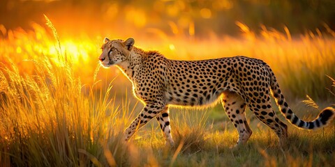 Cheetah Sunset Stroll - Fashion Photography