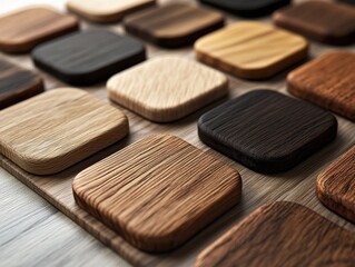 Creative interface design with tactile woodgrain textures, natural hues, and vintage-inspired aesthetics
