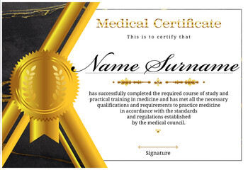 Certificate of medical course completion for healthcare professional, design