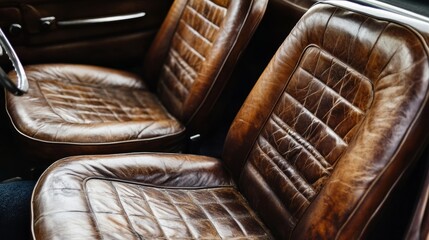 Aged Leather Car Seats Awaiting Restoration and Care